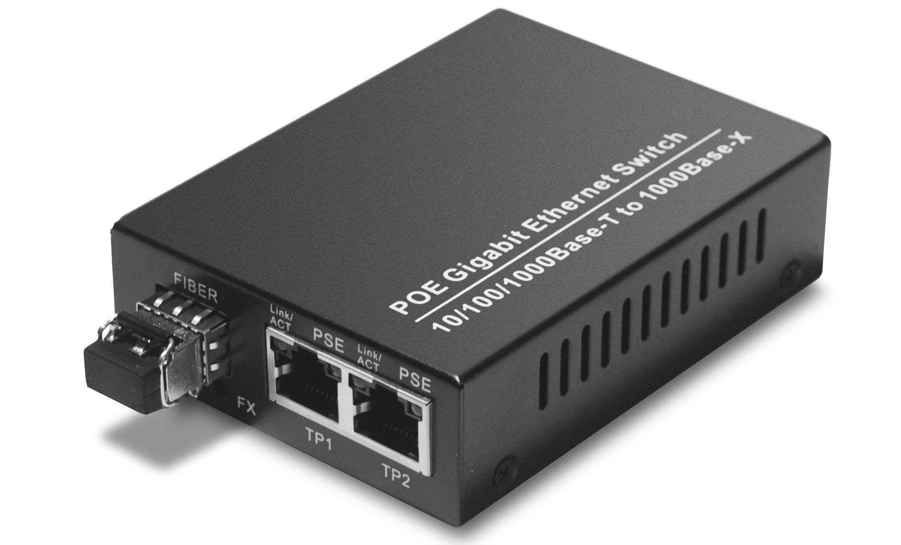 POE 10&100&1000M 2 RJ45 Port Media Converter