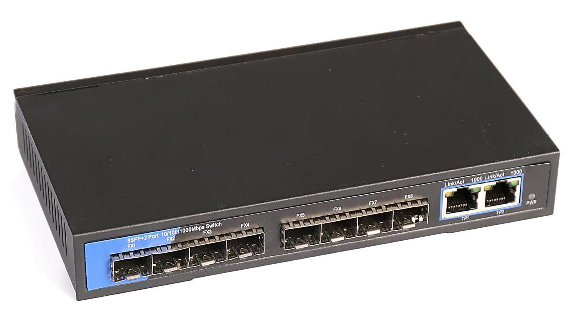 10&100&1000M 2 Fiber Port 8 RJ45 Media Converter
